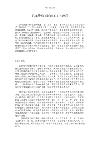 汽车维修喷漆施工工艺流程