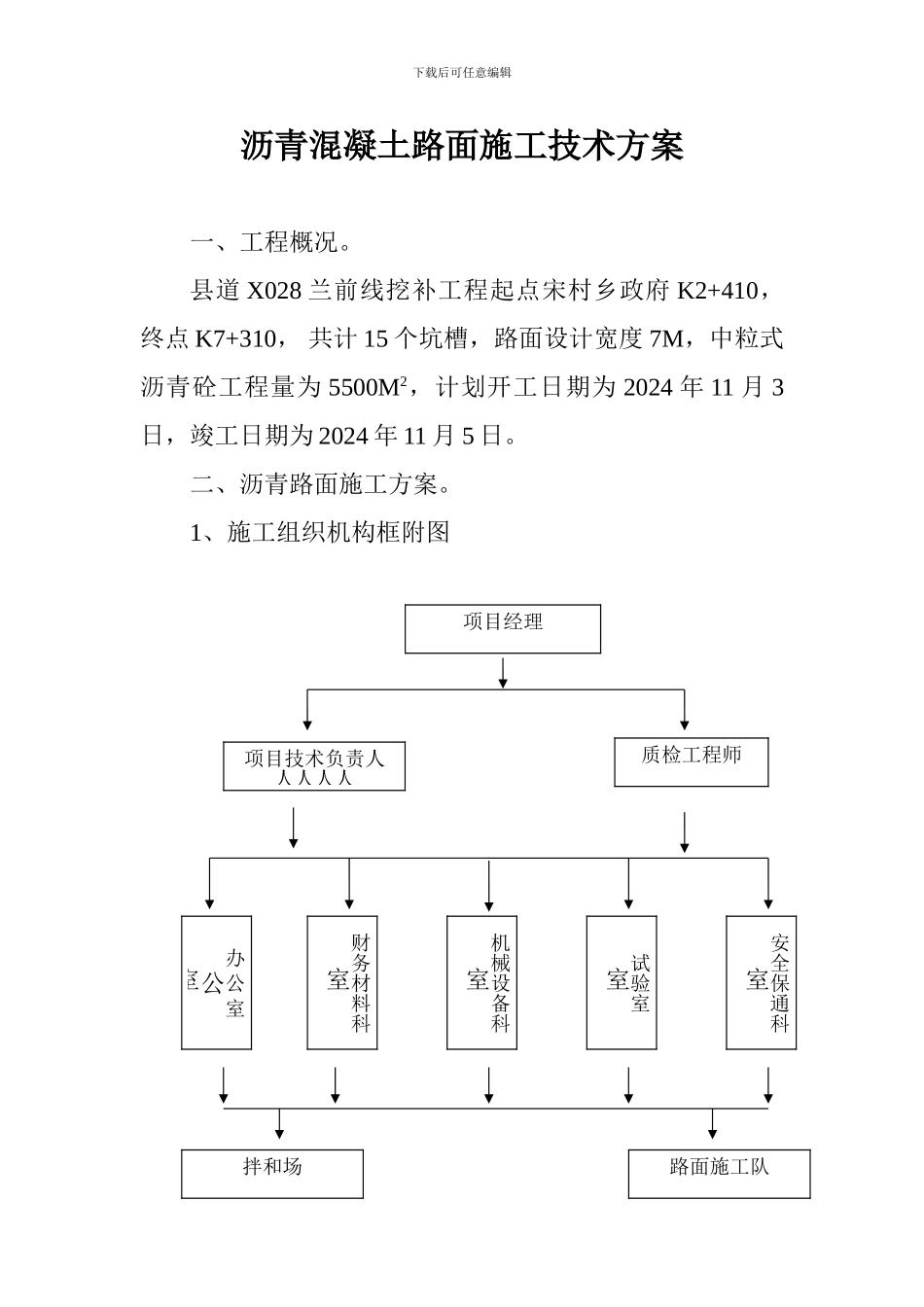 沥青混凝土路面施工技术方案_第1页