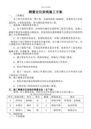 测量定位放线施工方案