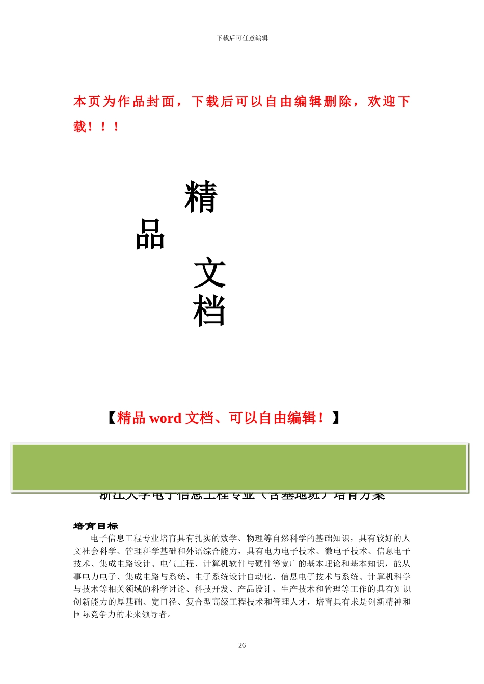 浙江大学电子信息工程专业培养方案_第1页