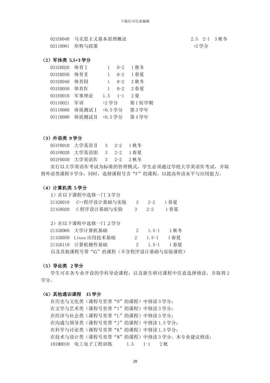 浙江大学电子信息工程专业培养方案_第3页