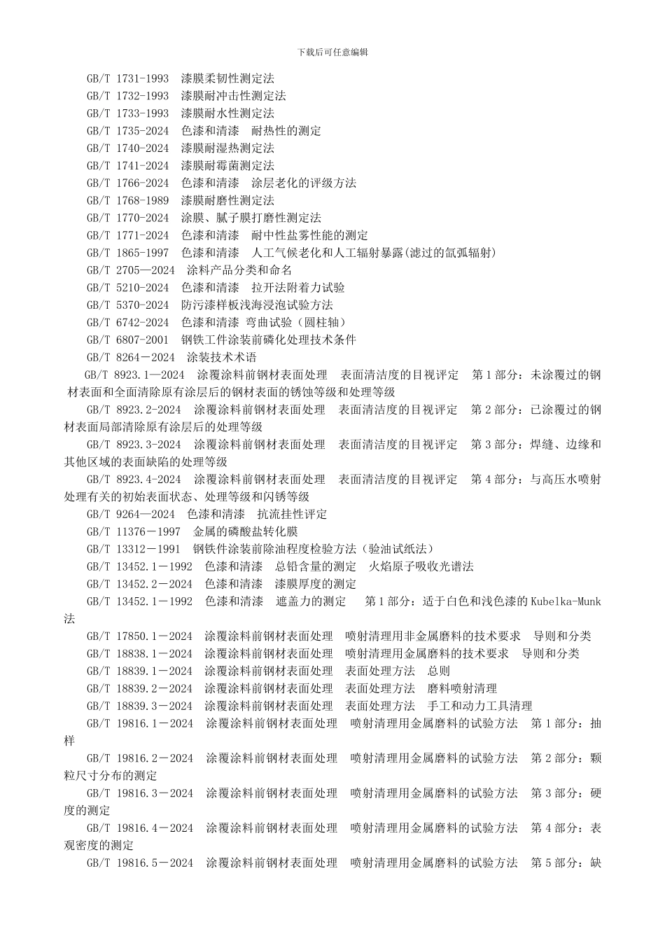 涂装工程和部分涂料现行标准_第2页