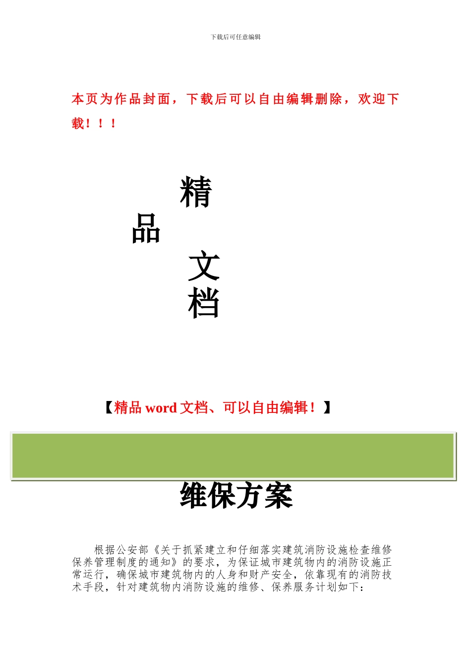 消防工程维保计划书_第1页