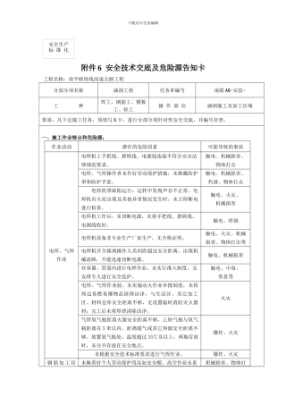 涵洞工程安全技术交底及危险源告知卡