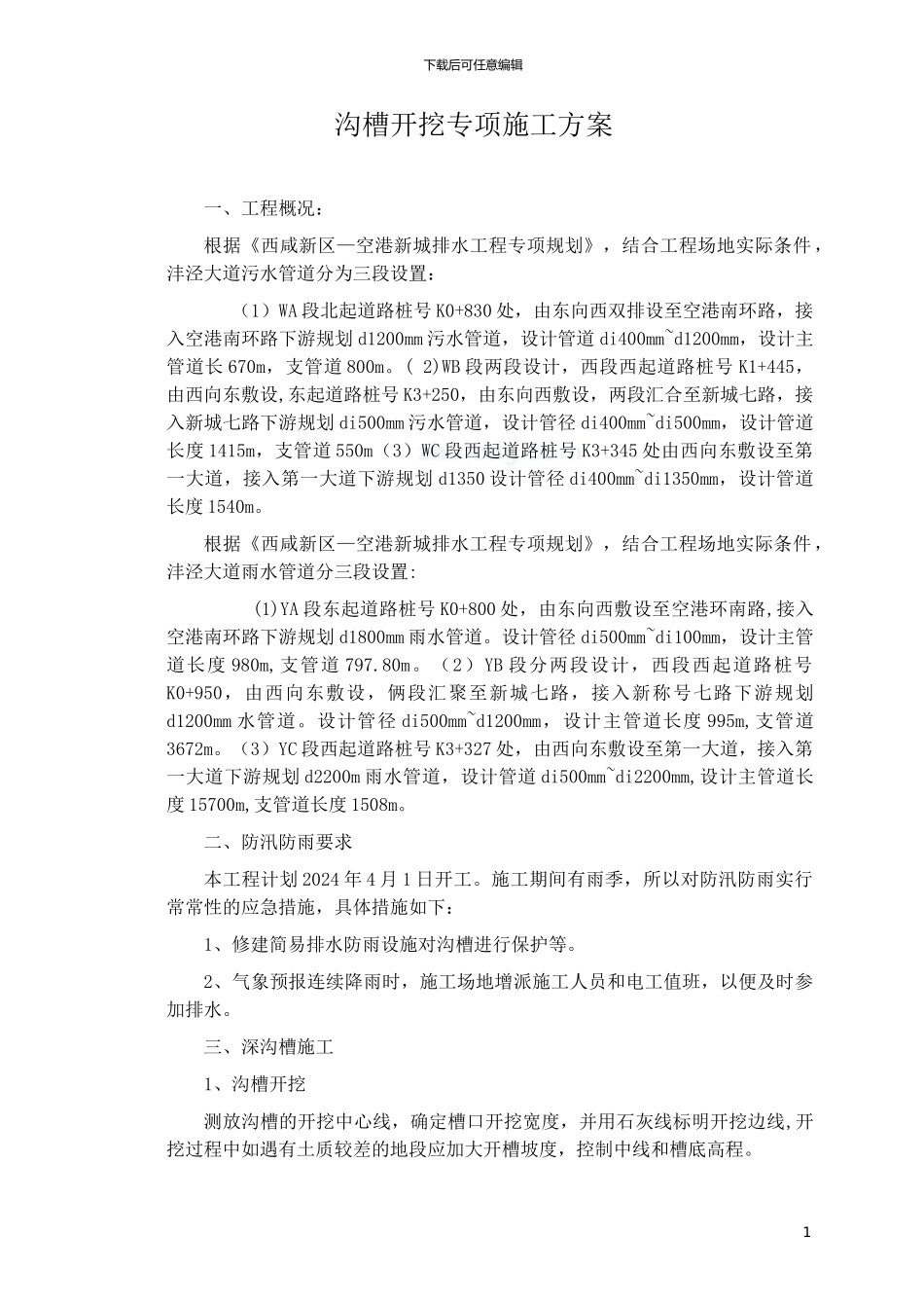 深沟槽开挖专项施工方案-secret_第1页