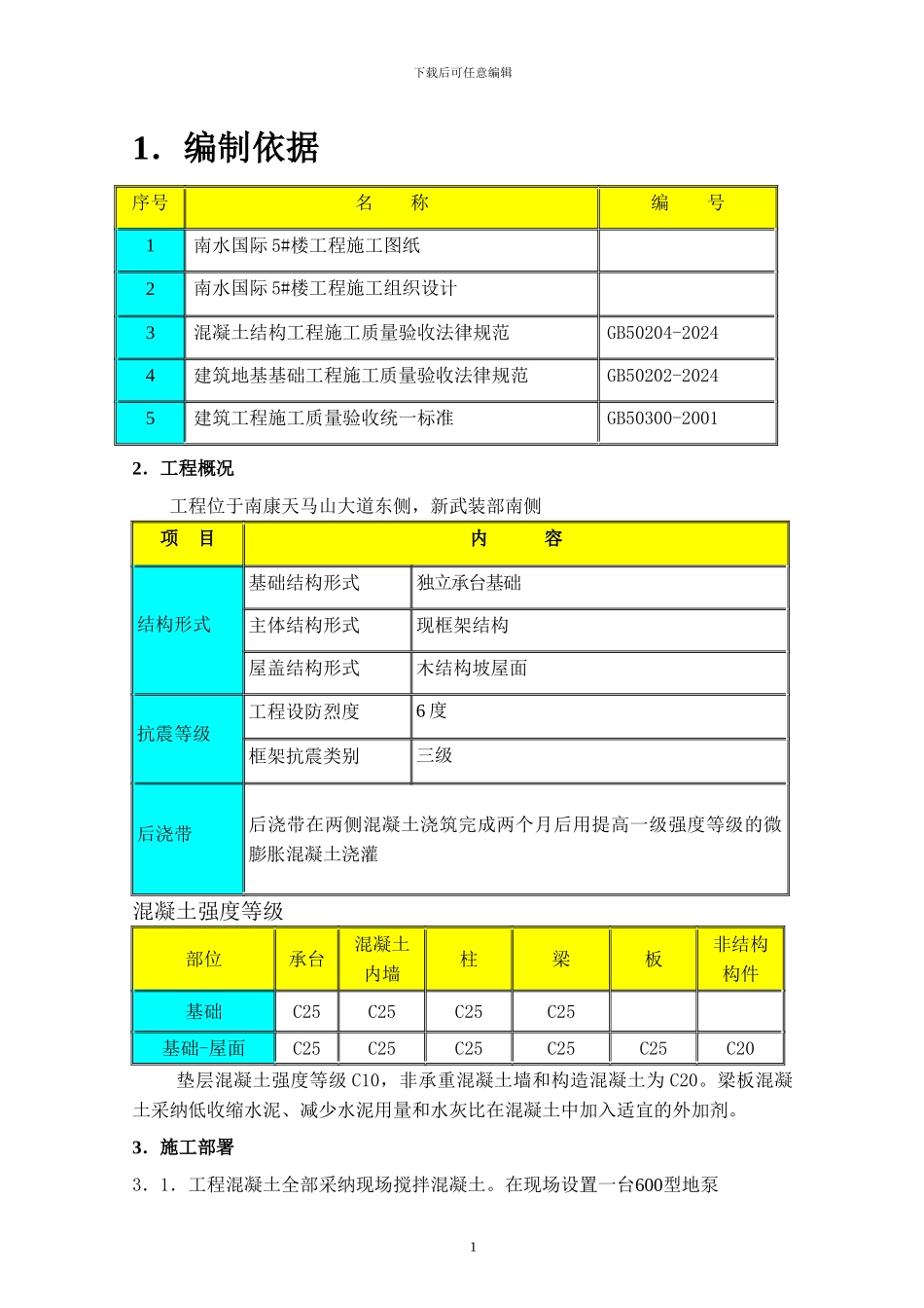 混凝土施工方案(定稿)_第2页