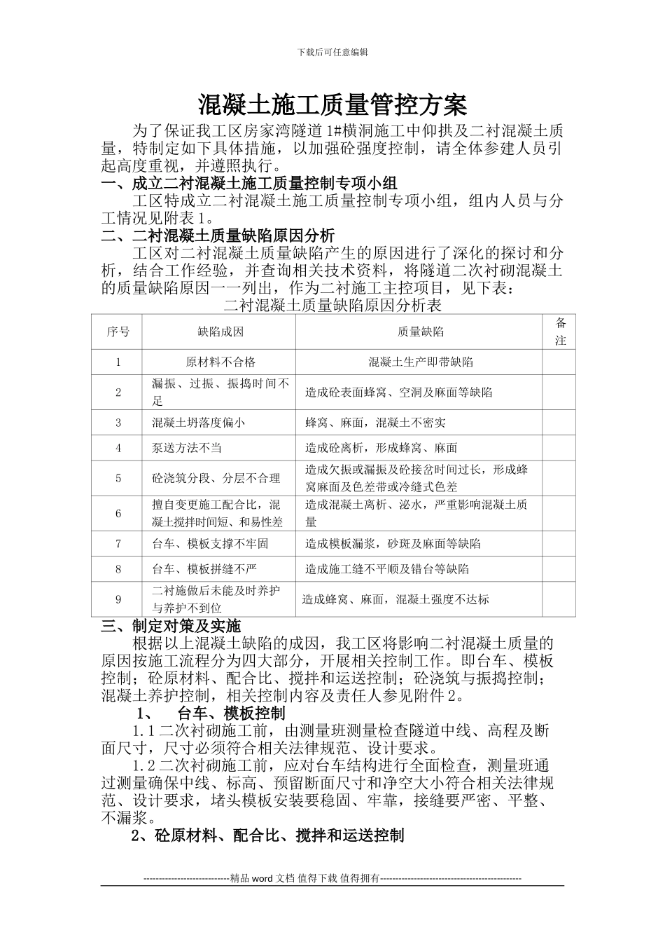 混凝土施工管控方案_第1页