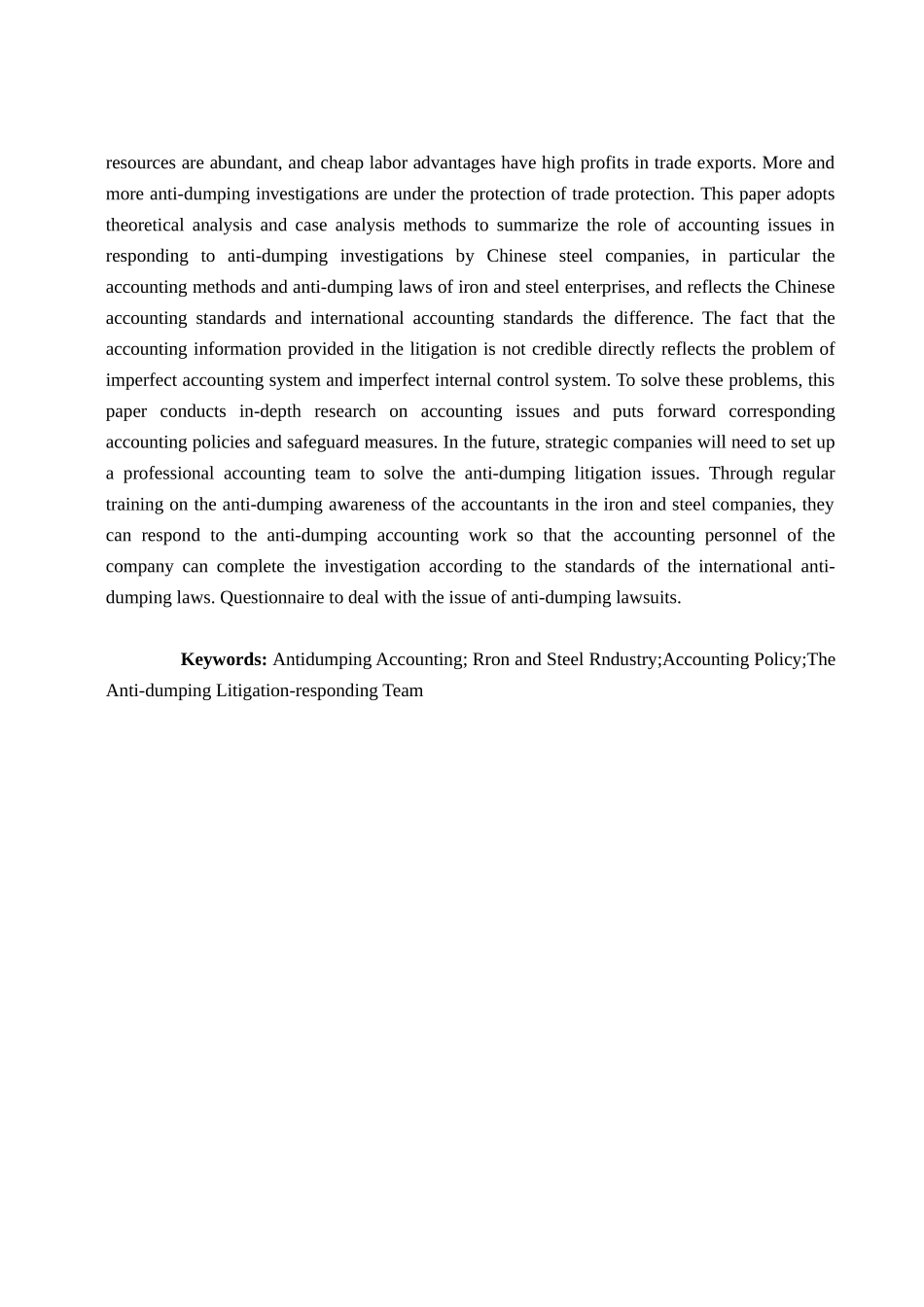 反倾销会计问题探讨——以钢铁企业为例  财务管理专业_第2页