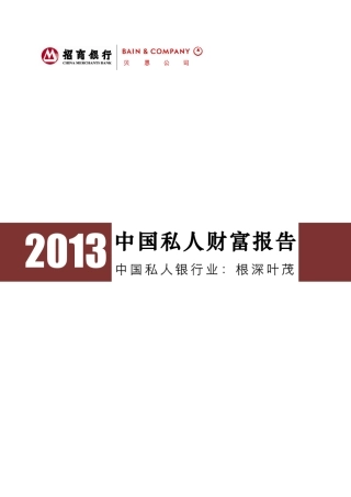 2013中国私人财富报告