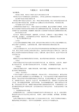 2013中考化学专题复习综合计算题