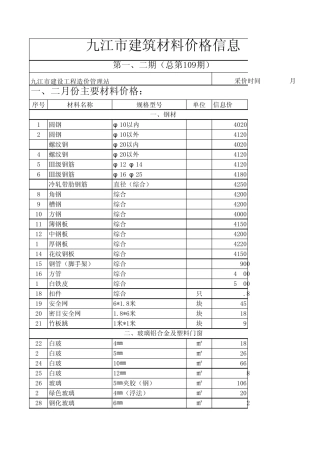 2013九江市建设工程造价信息