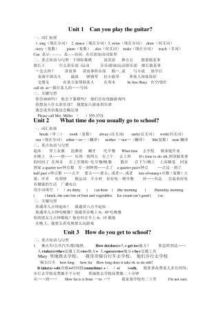 2013人教版七年级英语下册units112重点短语和句子及范文