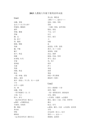 2013人教版八年级下册英语单词表