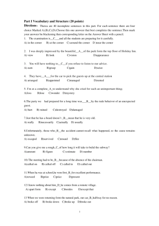 2013学位英语考前模拟题