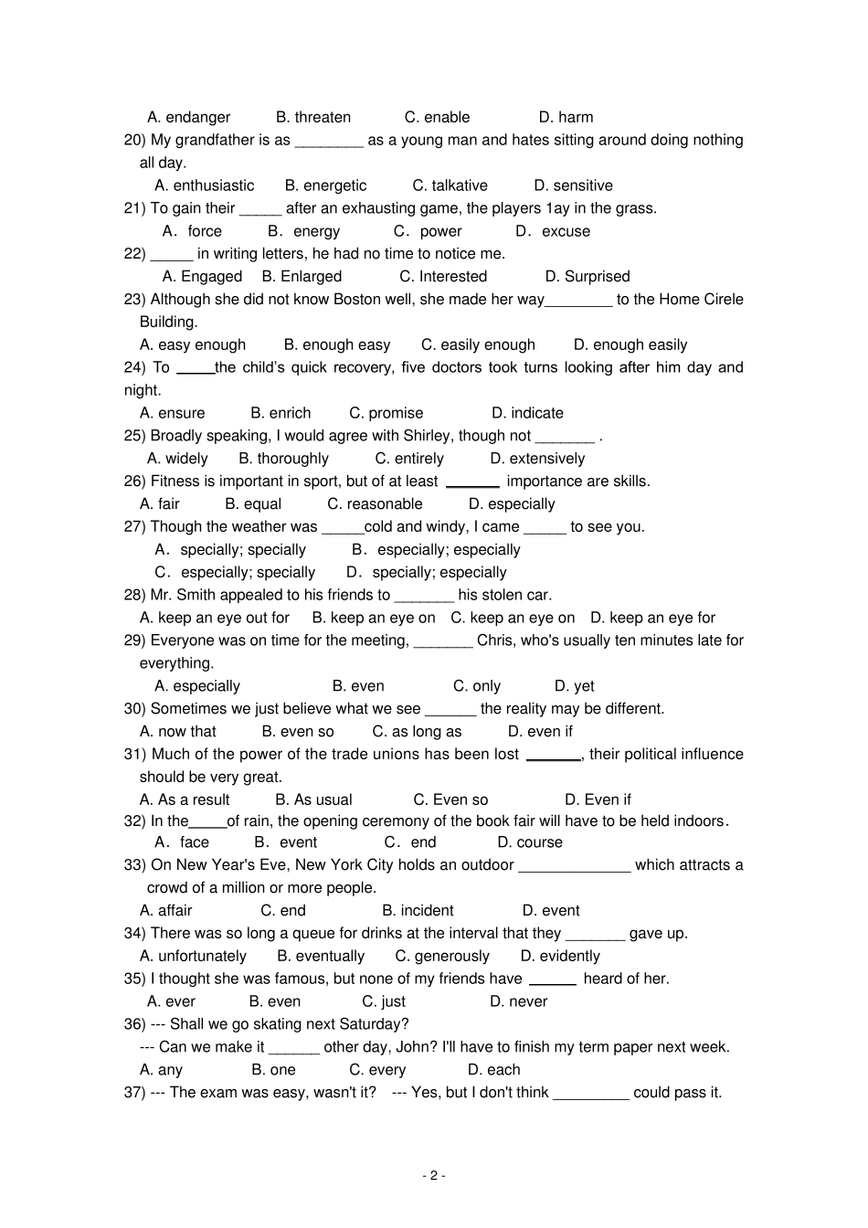 2013届新课标高考英语一轮复习——词汇专项测控卷(06)_第2页
