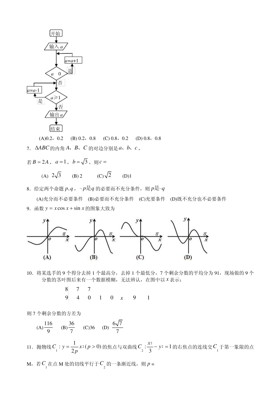 2013山东高考数学文科试题及解析_第2页