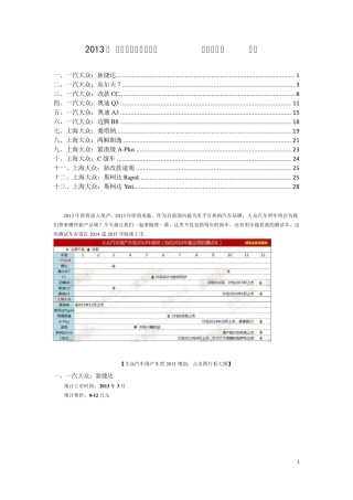 2013年上海大众和一汽大众即将上市的新车