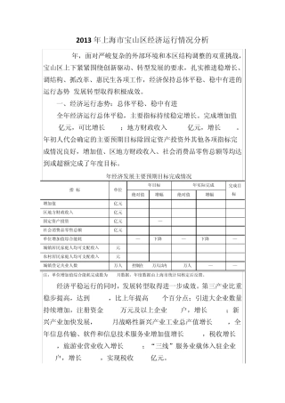 2013年上海市宝山区经济运行情况分析