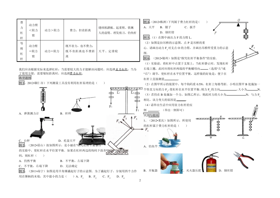 2013年中考物理专题：杠杆与滑轮_第2页