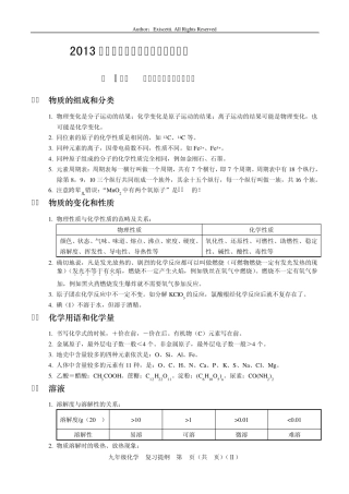 2013年人教版化学中考复习知识要点