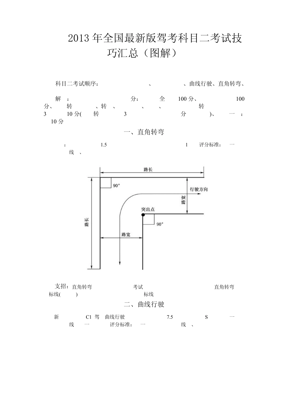 2013年全国最新版驾考科目二考试技巧汇总20130415_第1页
