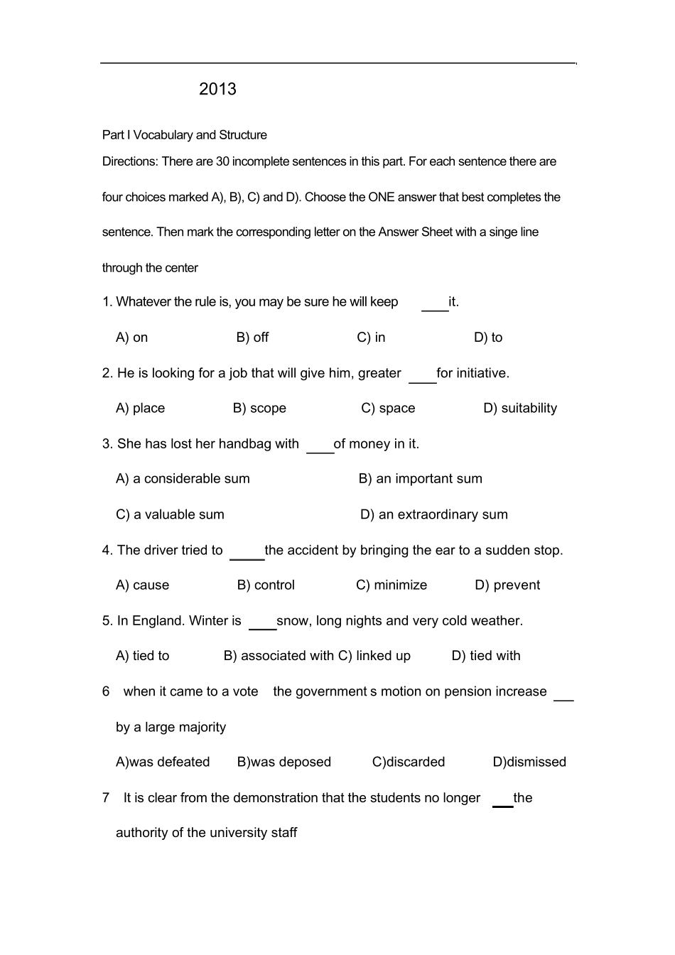 2013年吉林学位英语模拟试题四_第1页