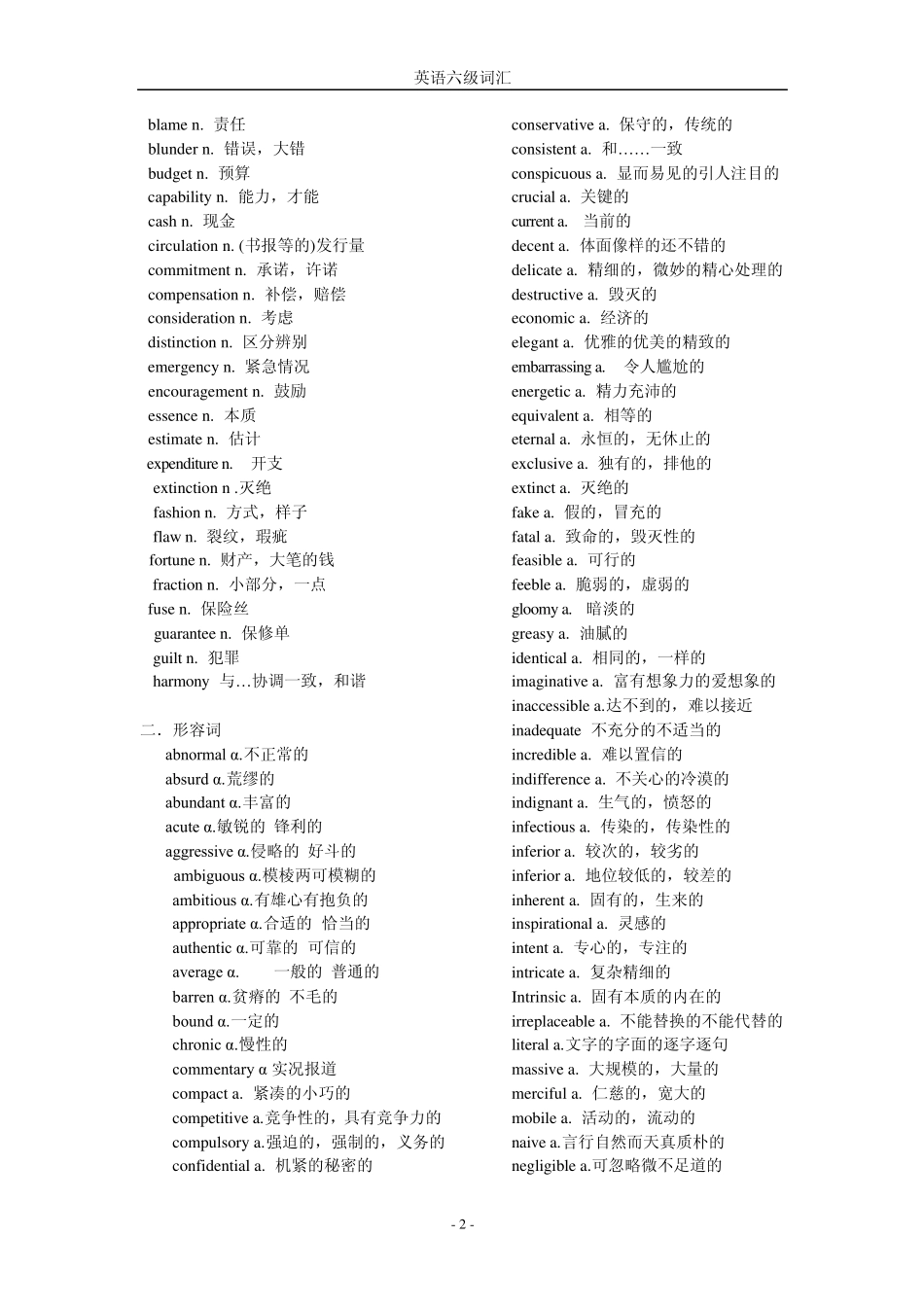 2013年大学英语六级词汇表(免费下载)新大纲副本_第2页