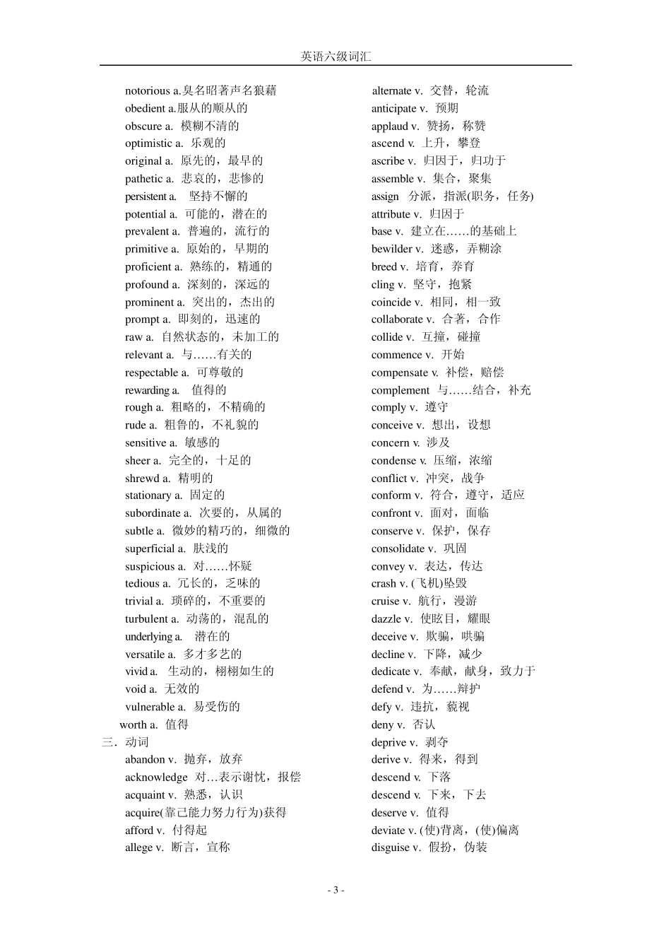2013年大学英语六级词汇表(免费下载)新大纲副本_第3页