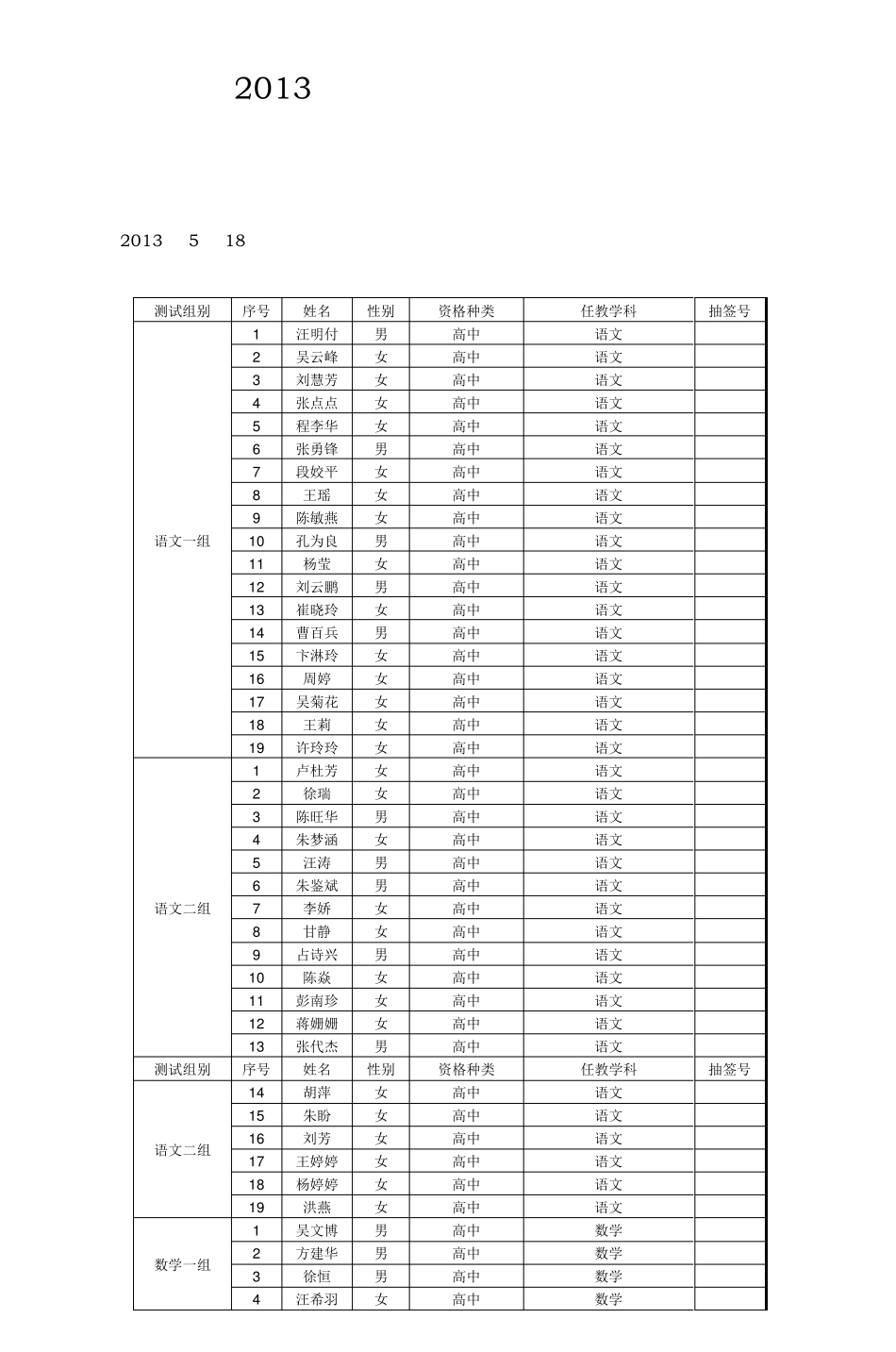 2013年安庆市高中类教师资格_2_第1页