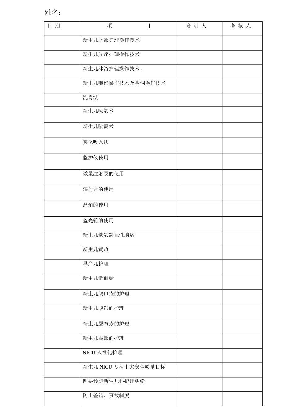 2013年新生儿科护理分成次管理培训计划_第3页