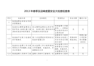 2013年春季及迎峰度夏安全大检查检查表