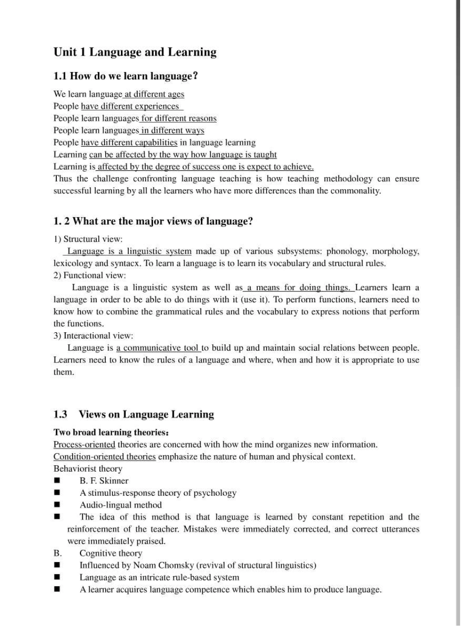 2013年最新王蔷版的英语教学法复习笔记精华版_第1页