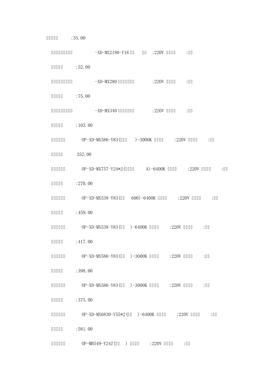2013年欧普灯具最新价格表_第3页