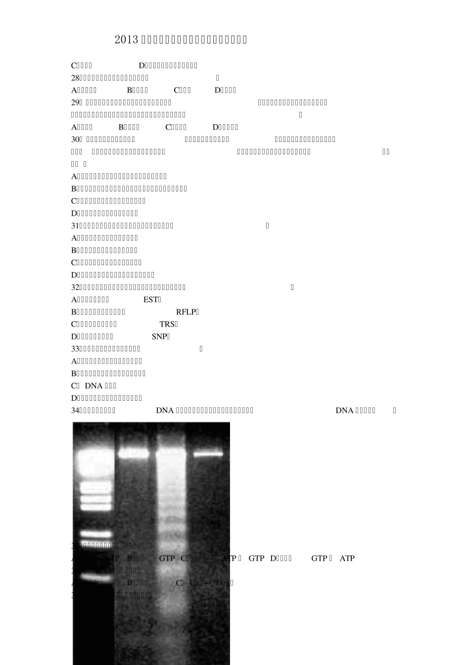 2013年江苏省中学生生物学竞赛(奥赛)初赛试题_第3页