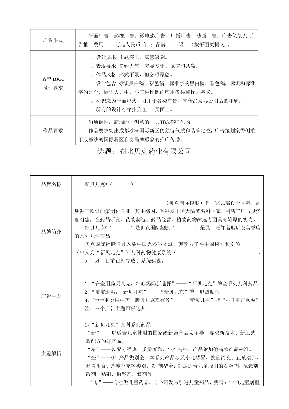 2013年第五届大学生广告艺术大赛全部命题_第2页