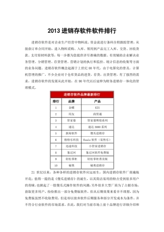 2013年进销存软件排行