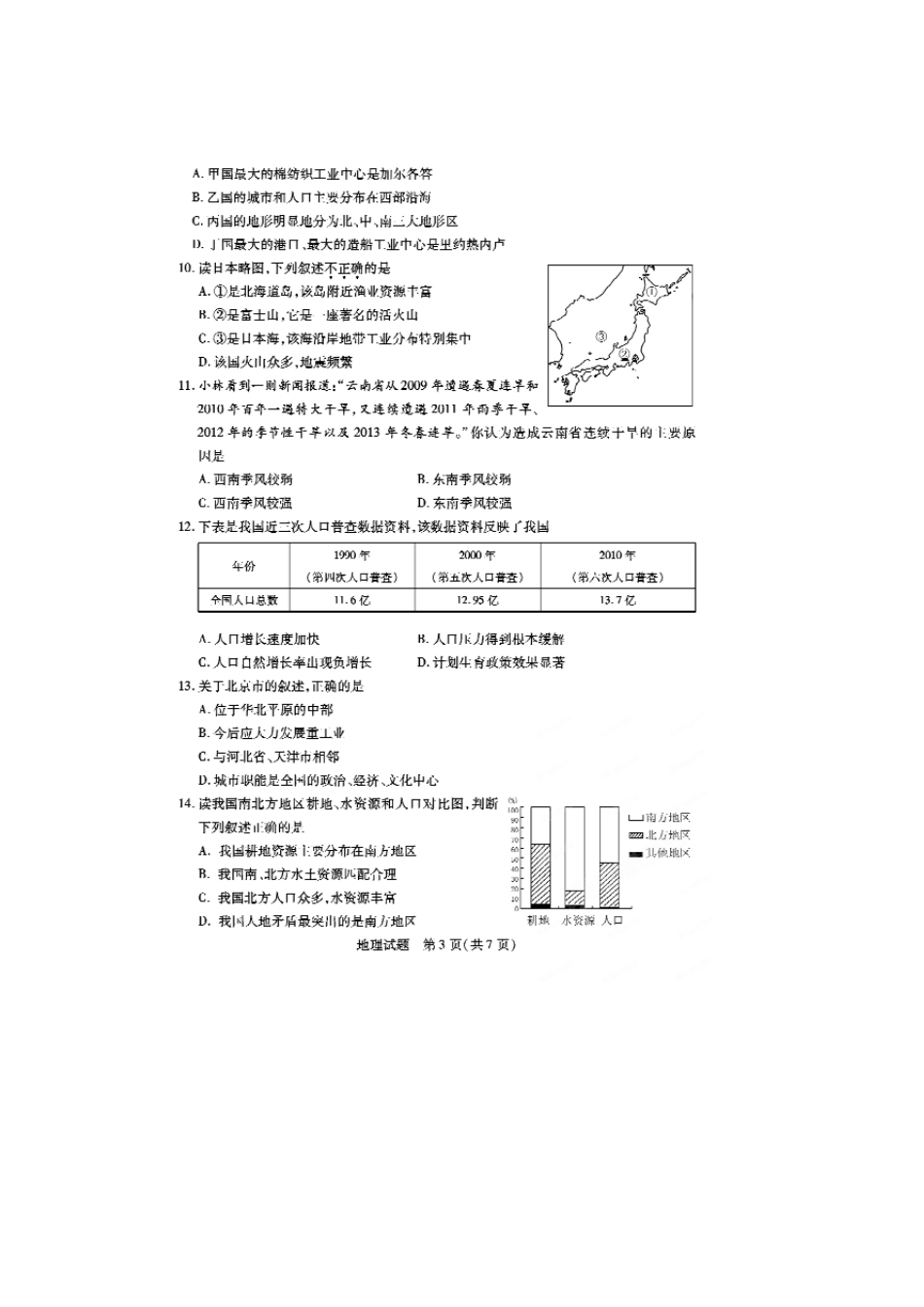 2013德州中考地理试题_第3页
