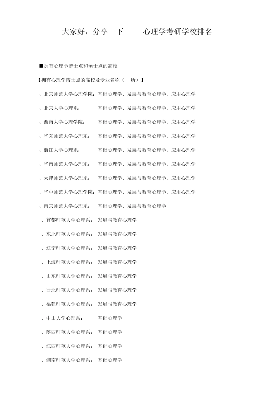 2013心理学考研院校排名_第1页