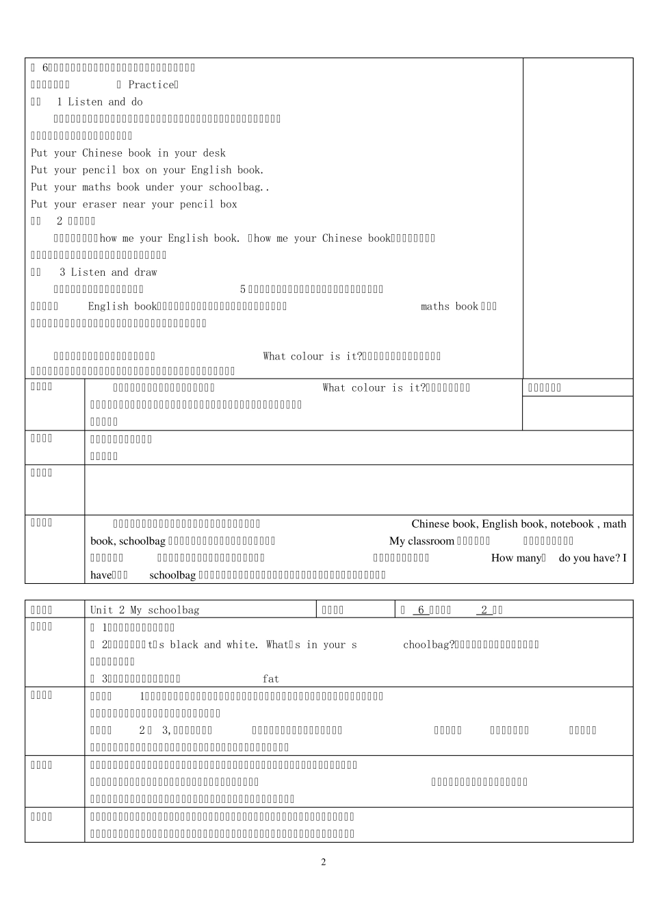 2013新版pep小学英语四年级上册第二单元教案_第2页