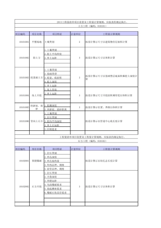 2013清单工程量计算规则exel版本
