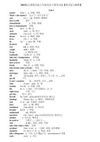 2013版人教新目标英语八年级下册单词表[附音标与解释]