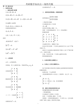 2013考研数学线性代数必背公式知识点