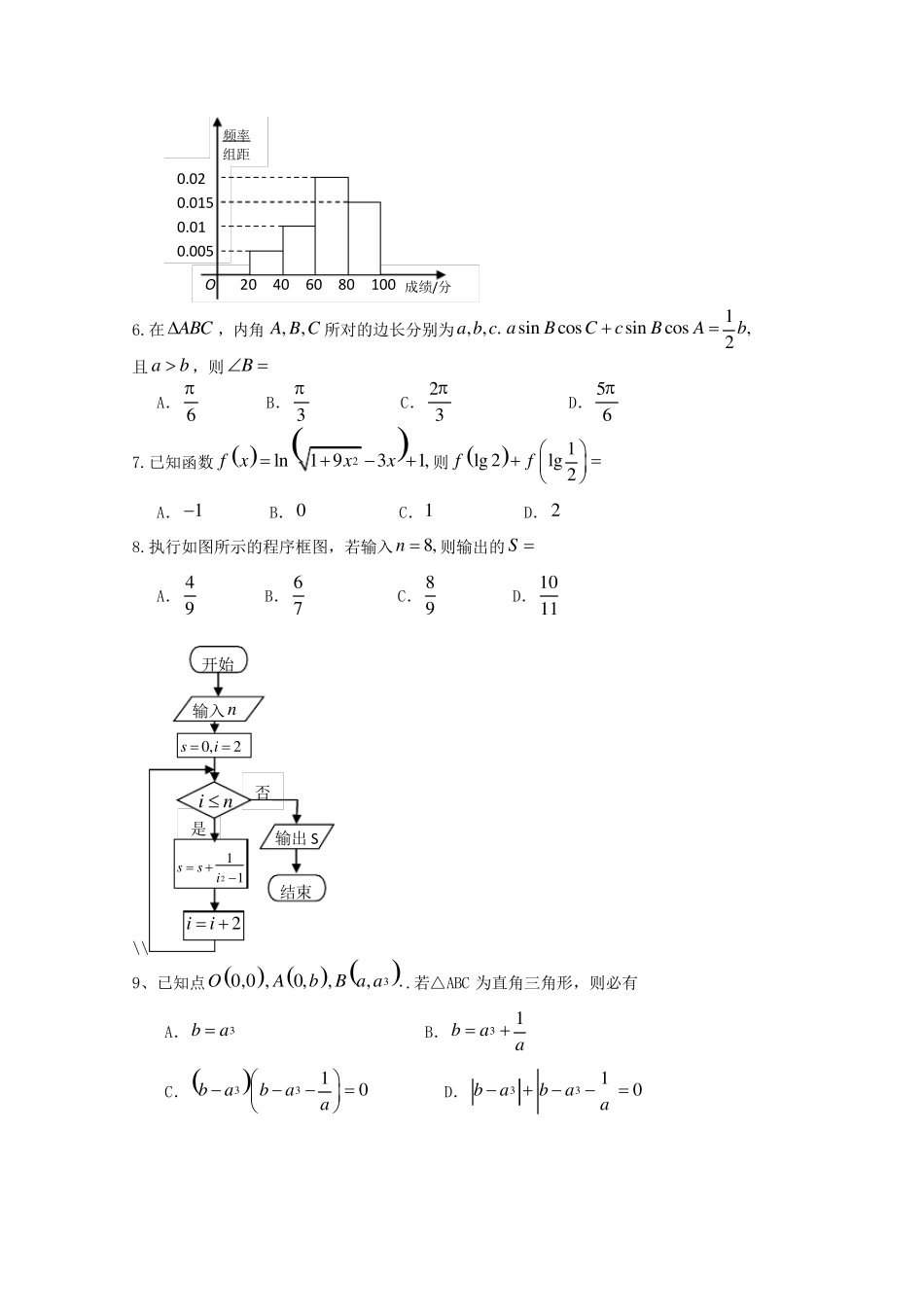 2013辽宁高考数学文科试题及解析_第2页