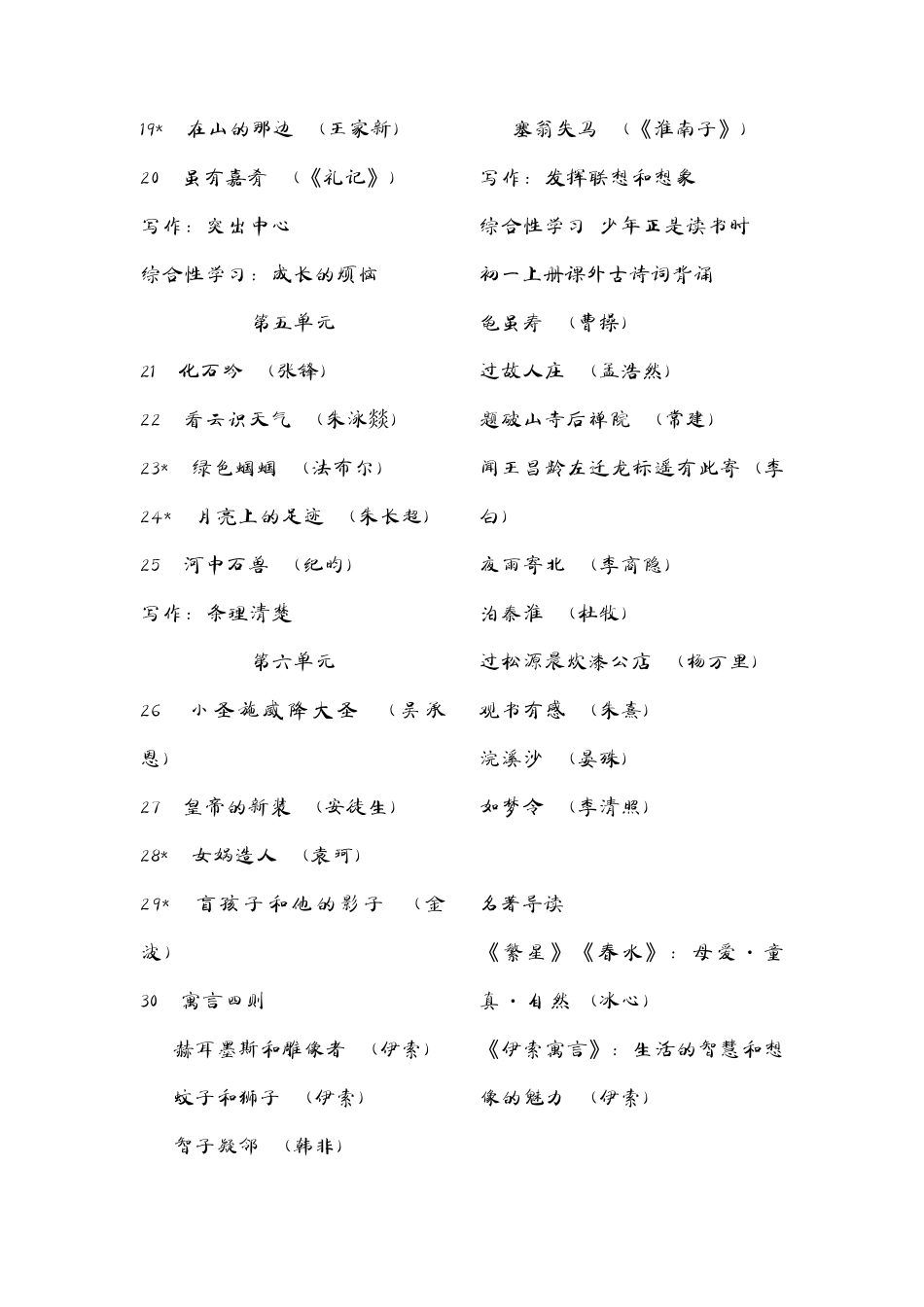 2014(改版后)最新人教版初一、初二、初三语文详细目录_第3页