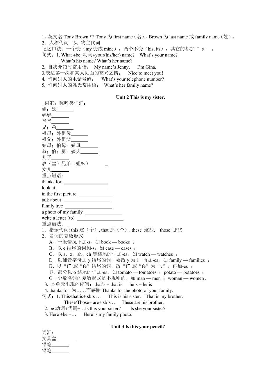 20142015人教版七年级英语上册知识点总结及习题_第2页