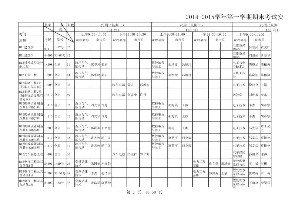 20142015广东白云学院期末考试安排_第1页