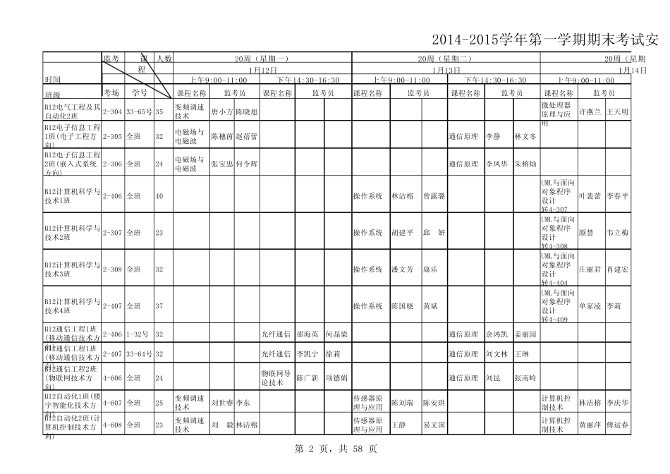 20142015广东白云学院期末考试安排_第2页