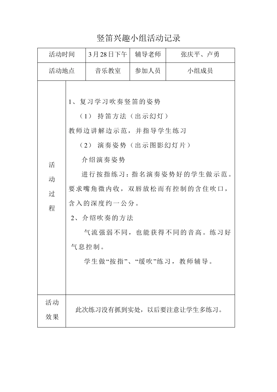 2014上竖笛兴趣小组活动记录即教案_第2页