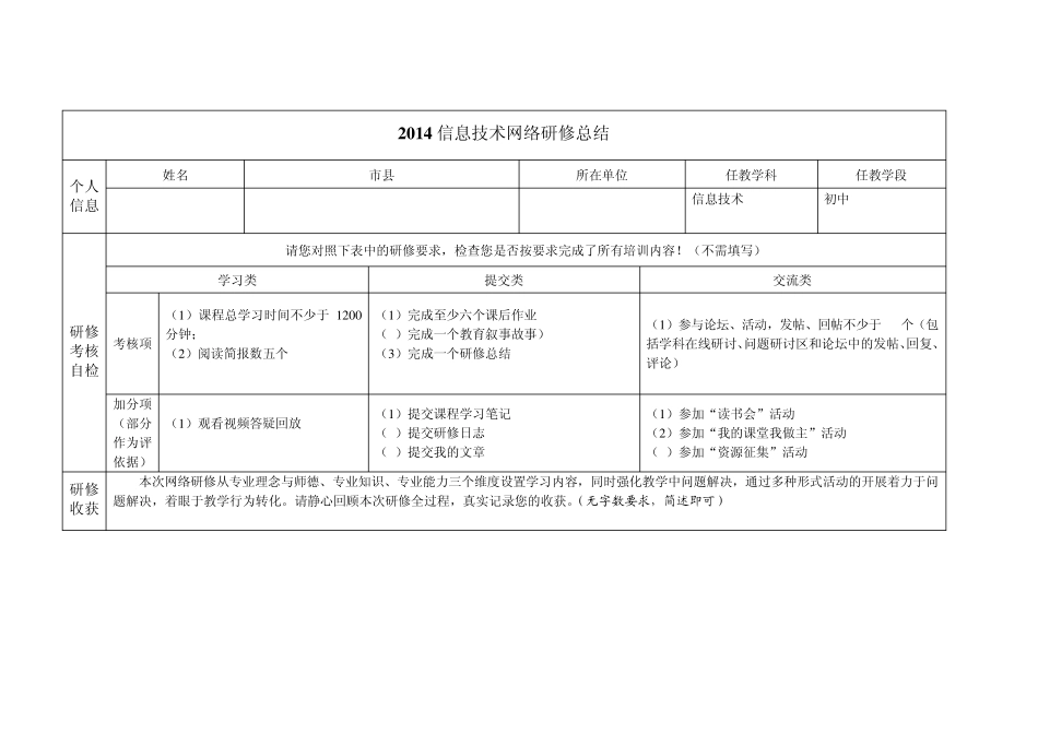 2014信息技术研修总结初中全员培训_第1页