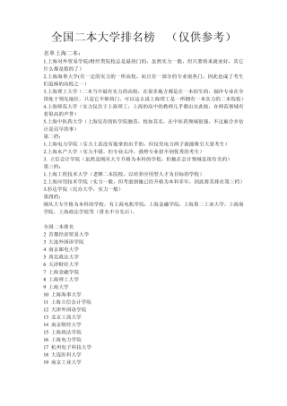 2014全国二本院校排名及介绍